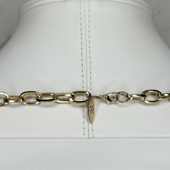 New York & Company Gold Tone and Light Pink Long Chain Link Necklace - Picture 3 of 10